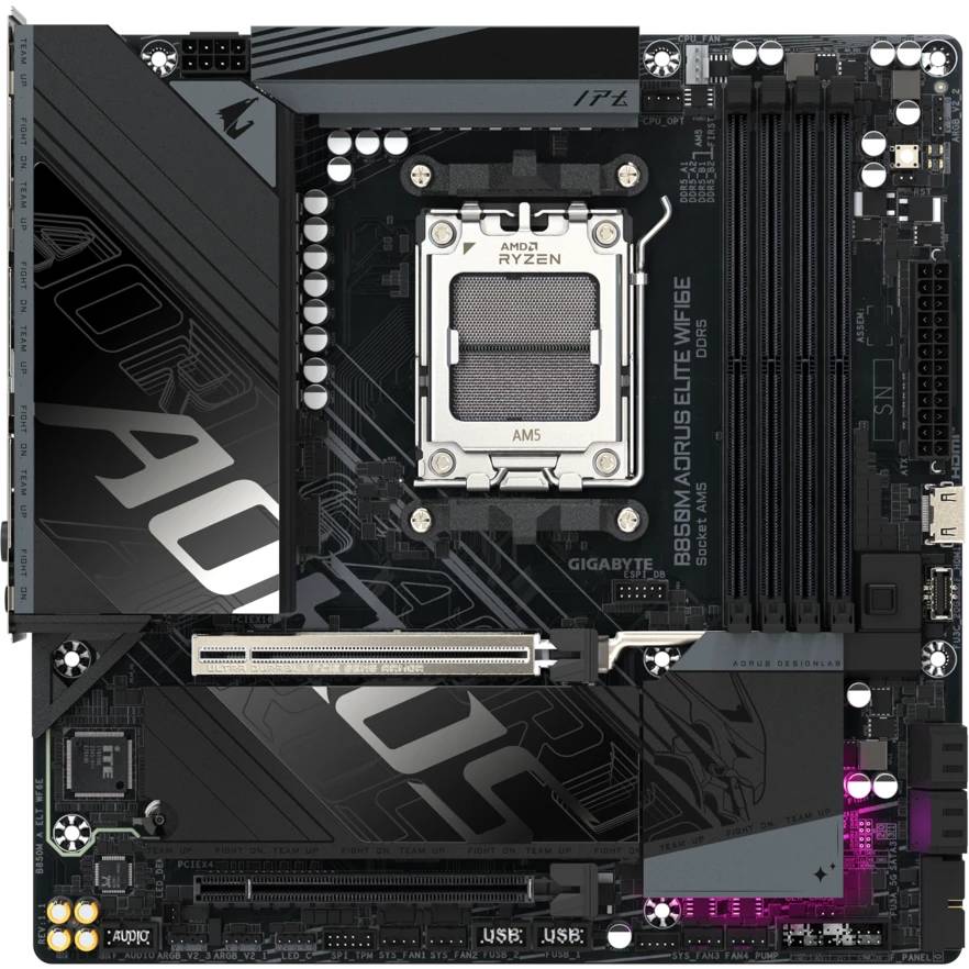 Материнская плата Gigabyte B850M AORUS ELITE WIFI6E, AM5, (DP), 4xDDR V, mATX