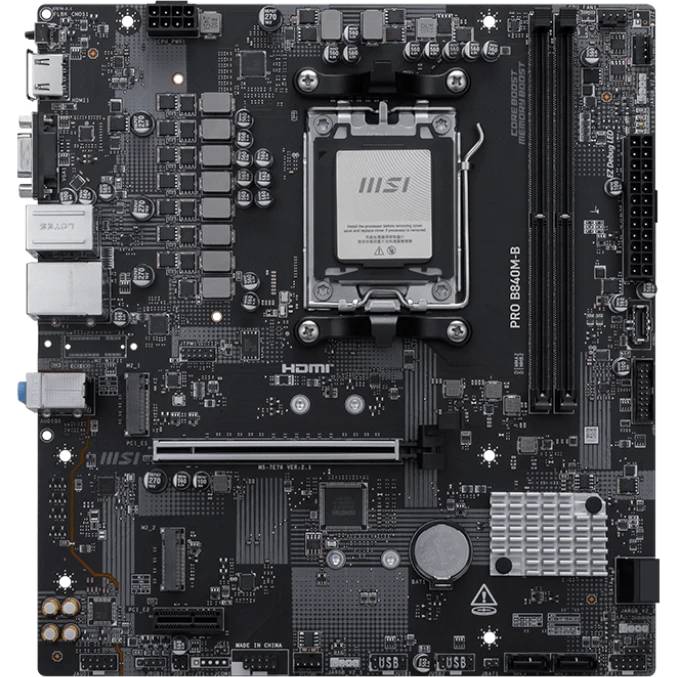 Материнская плата MSI PRO B840M-B, AM5, (HDMI, VGA), 2xDDR V, mATX