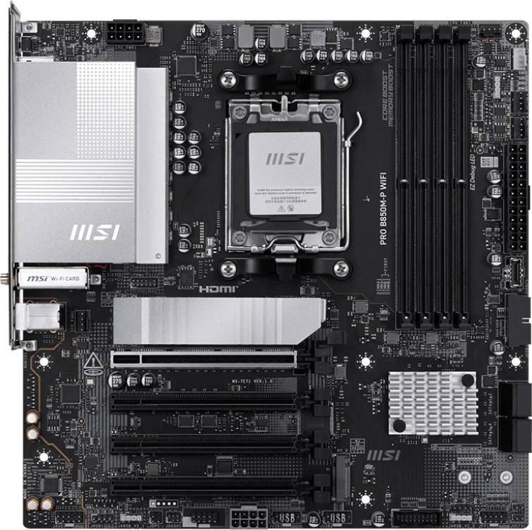 Материнская плата MSI PRO B850M-P WIFI, AM5, (HDMI, DP), 4xDDR V, mATX