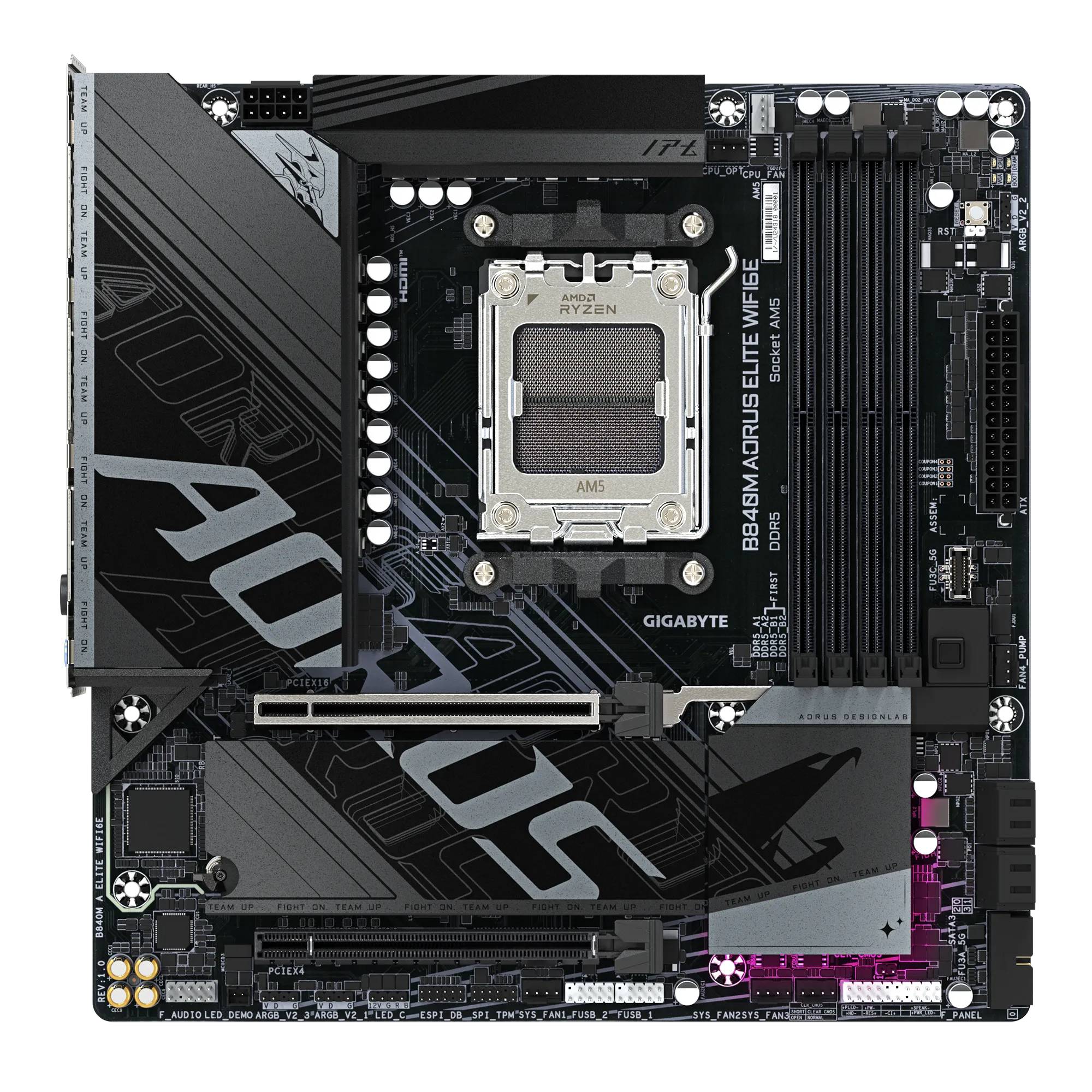 Материнская плата Gigabyte B840M AORUS ELITE WIFI6E, AM5, (HDMI, DP), 4xDDR V, mATX