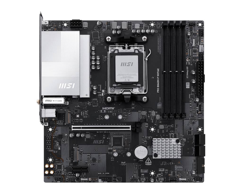 Материнская плата MSI PRO B840M-P WIFI6E, AM5, (HDMI), 4xDDR V, mATX