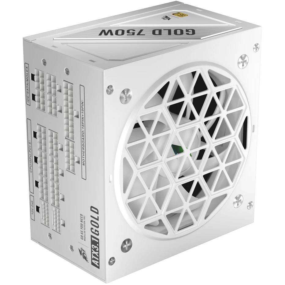 Блок питания 750Вт, 1stPlayer NGDP Gold, HA-750BA4-WH, 80 Plus Gold, APFC, ATX