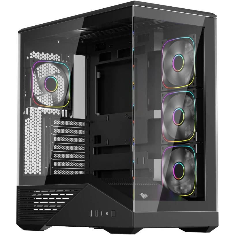 Корпус 1stPlayer GM7 ARGB Black (GM7-BK-3FN7R-1FN7), без БП, ATX