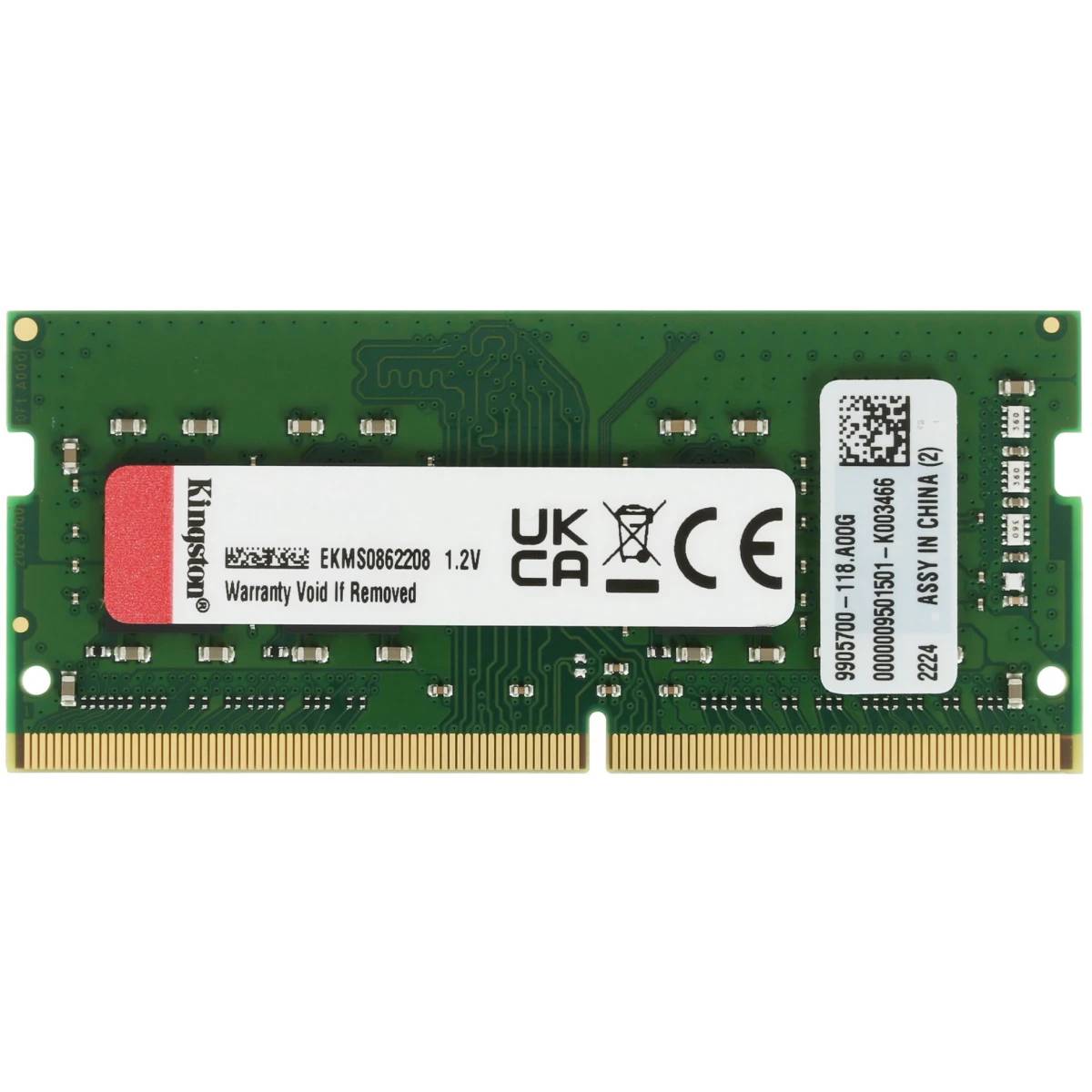 Оперативная память для ноутбука 8Gb Kingston ValueRAM KVR32S22S8/8WP, SODIMM DDR IV, PC-25600, 3200MHz