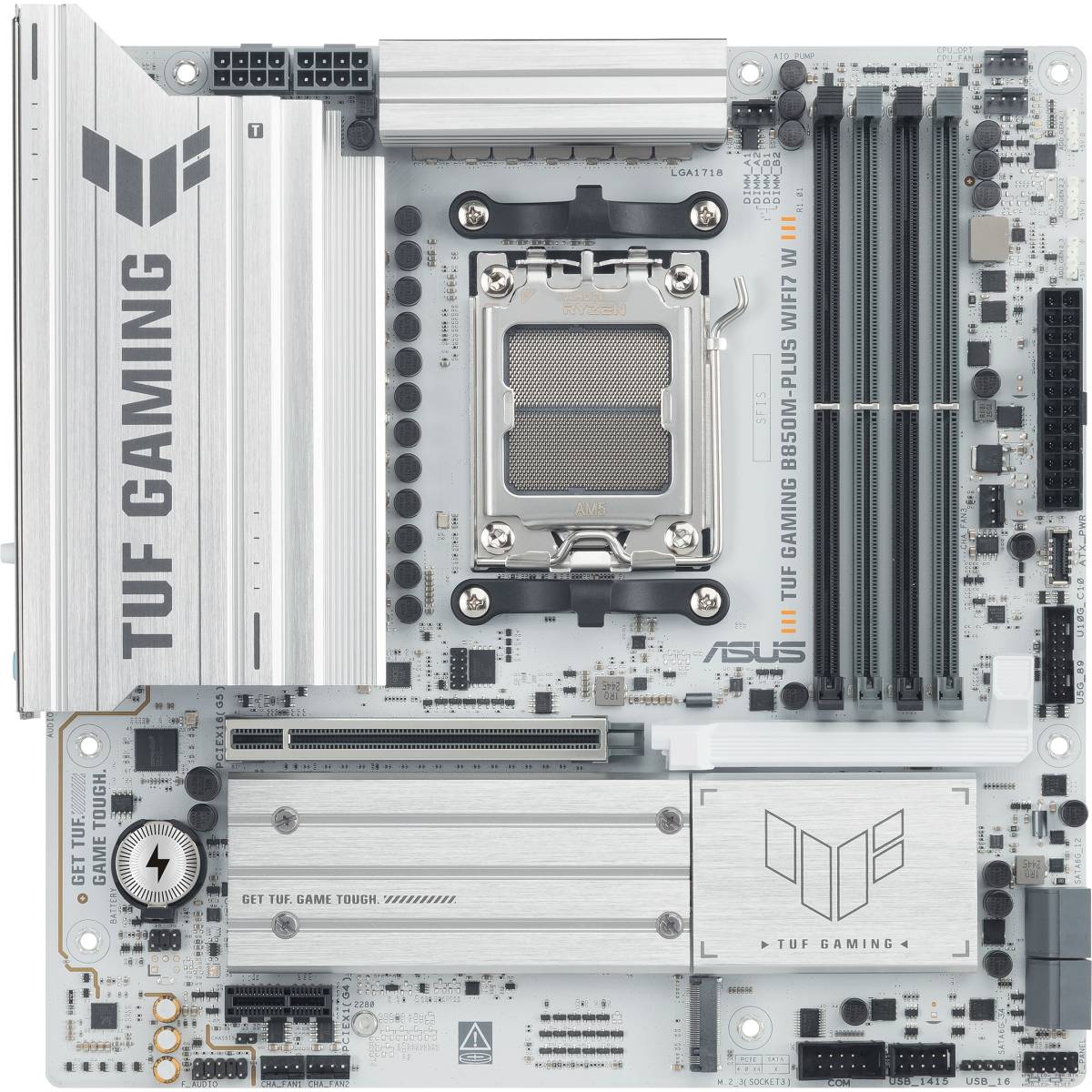 Материнская плата Asus TUF GAMING B850M-PLUS WIFI7 W, AM5, (HDMI, DP), 4xDDR V, mATX