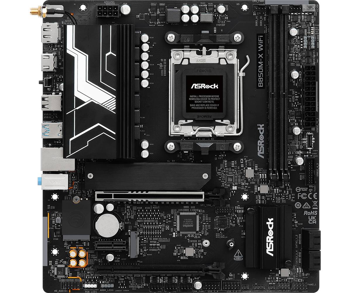 Материнская плата ASRock B850M-X R2.0, AM5, (HDMI, DP), 2xDDR V, mATX