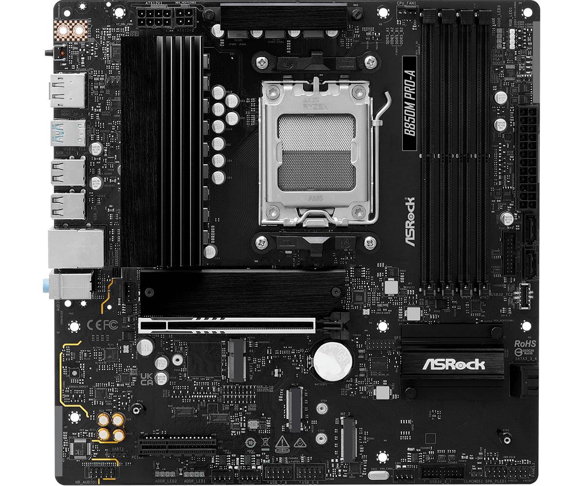 Материнская плата ASRock B850M PRO-A, AM5, (HDMI, DP), 4xDDR V, mATX