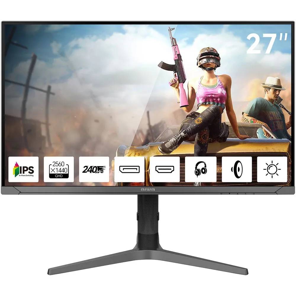 Монитор 27" Aiwa MD2715 Black, 2560x1440, IPS, 240Hz, Speakers (2xHDMI, 2xDP)
