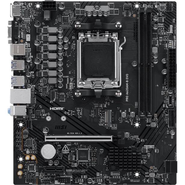 Материнская плата MSI PRO A620AM-B EVO, AM5, (VGA, HDMI), 2xDDR V, mATX