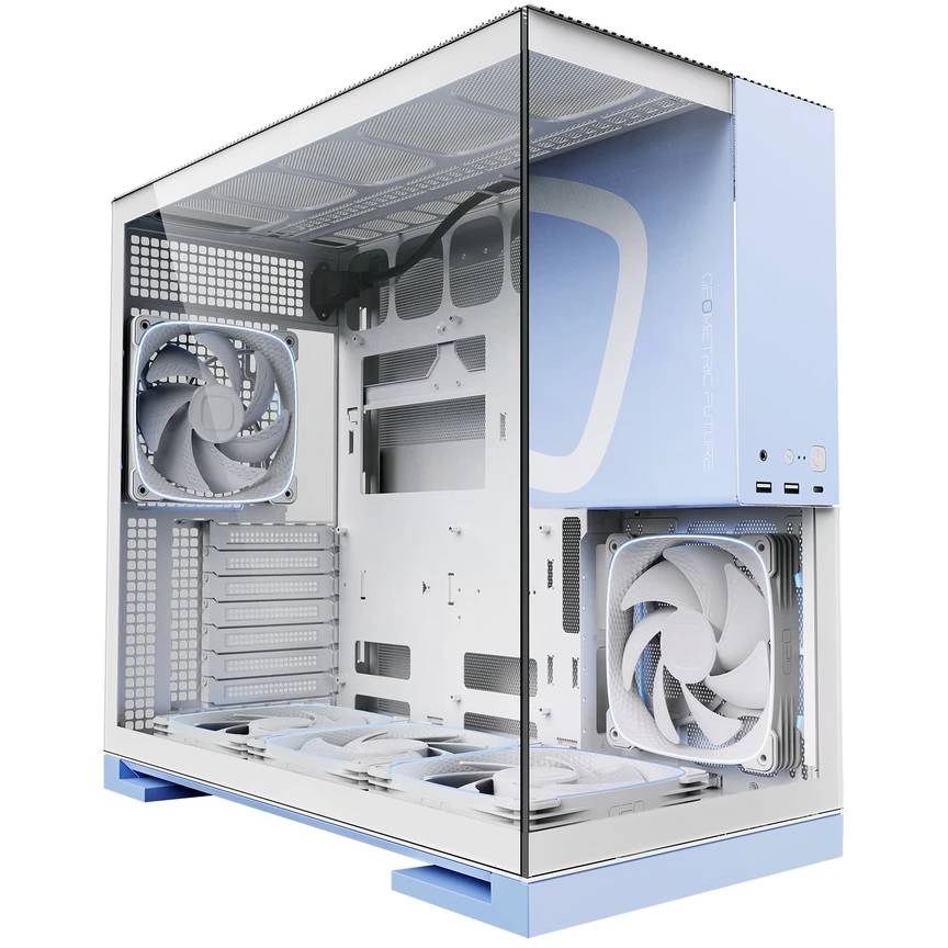 Корпус Geometric Future Model 5 White Blue with fans (1AM5WKPB01100) 5x140mm ARGB fans, без БП, E-ATX