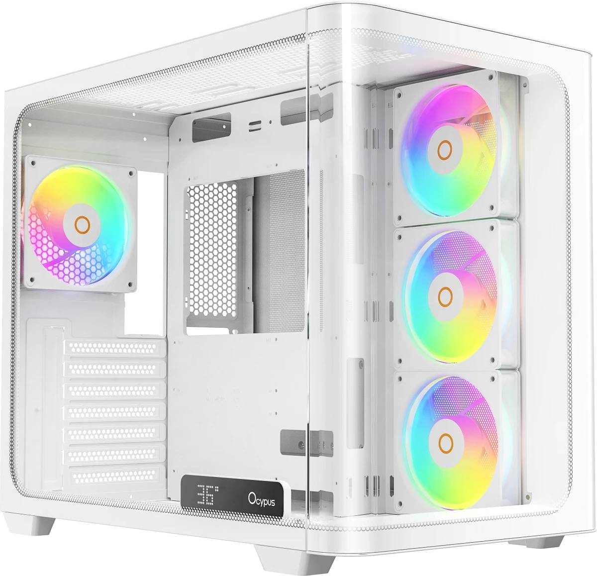 Корпус Ocypus Iota C70 Curve ARGB Digital White (Iota-C70-WHD400CD-GL), без БП, ATX
