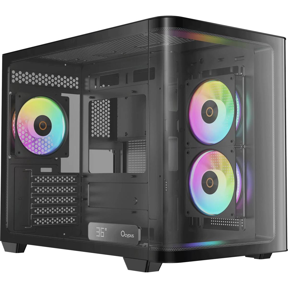 Корпус Ocypus Iota C50 Curve ARGB Black (Iota-C50-BKD300CD-GL), без БП, mATX