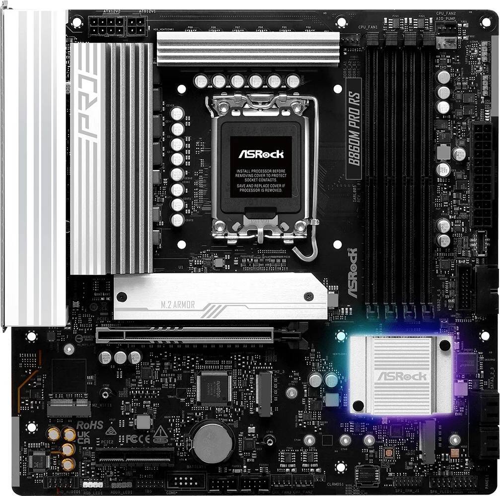 Материнская плата ASRock B860M PRO RS, LGA1851, (HDMI, DP), 4xDDR V, mATX