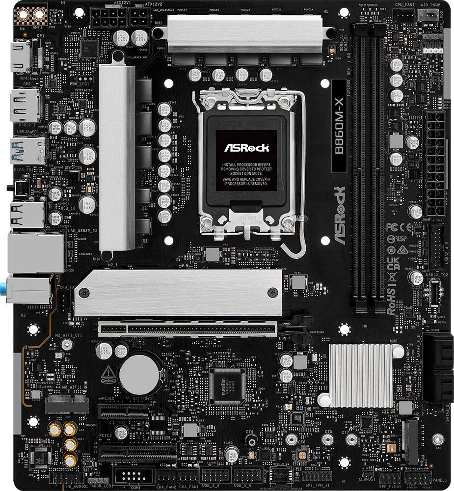 Материнская плата ASRock B860M-X, LGA1851, (HDMI, DP), 2xDDR V, mATX