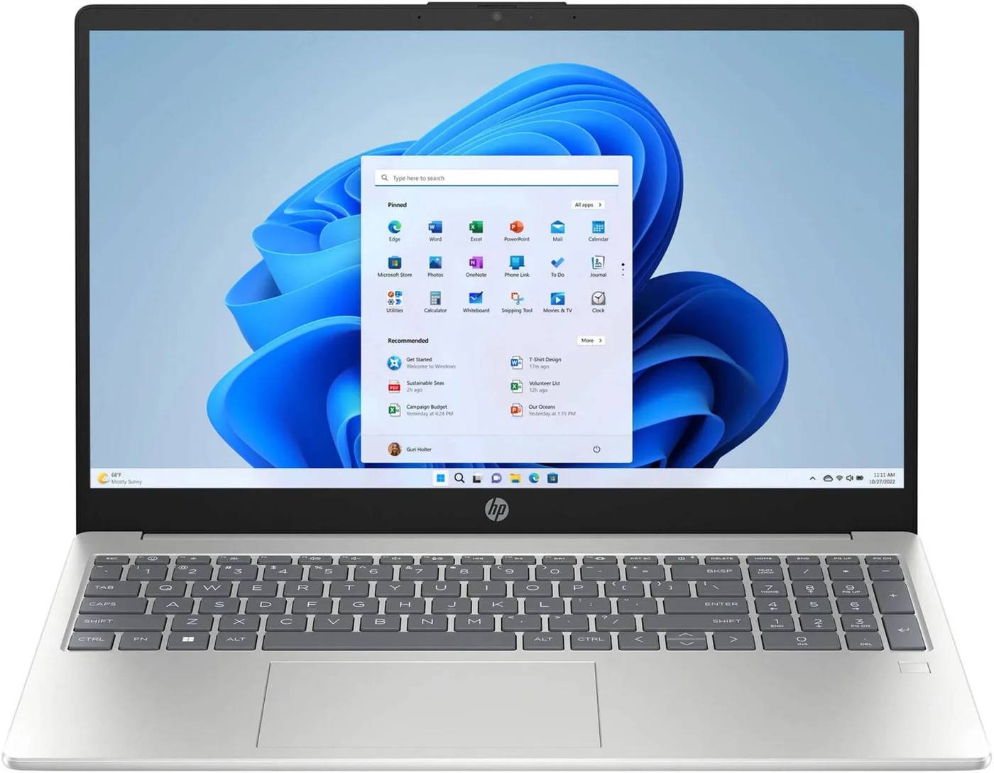 Ноутбук HP Laptop 15 15-fd0154wm (BZ1W9UA), 15.6" IPS, Core i5 1334U/ 8Gb/ 512SSD/ W11/ Silver