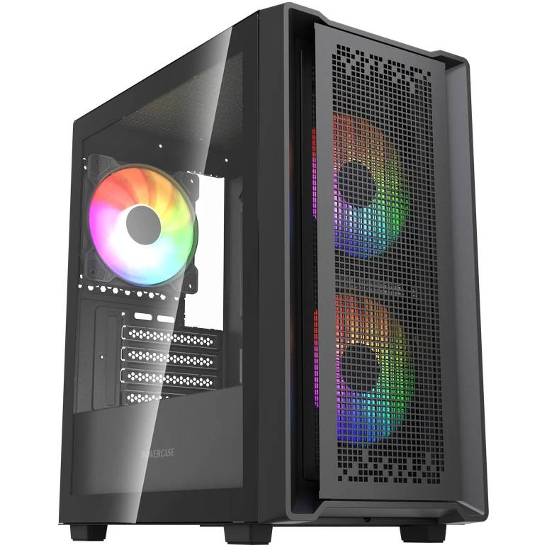 Корпус Powercase Mistral SM04 ARGB Black CMMSM04B-A3, без БП, mATX