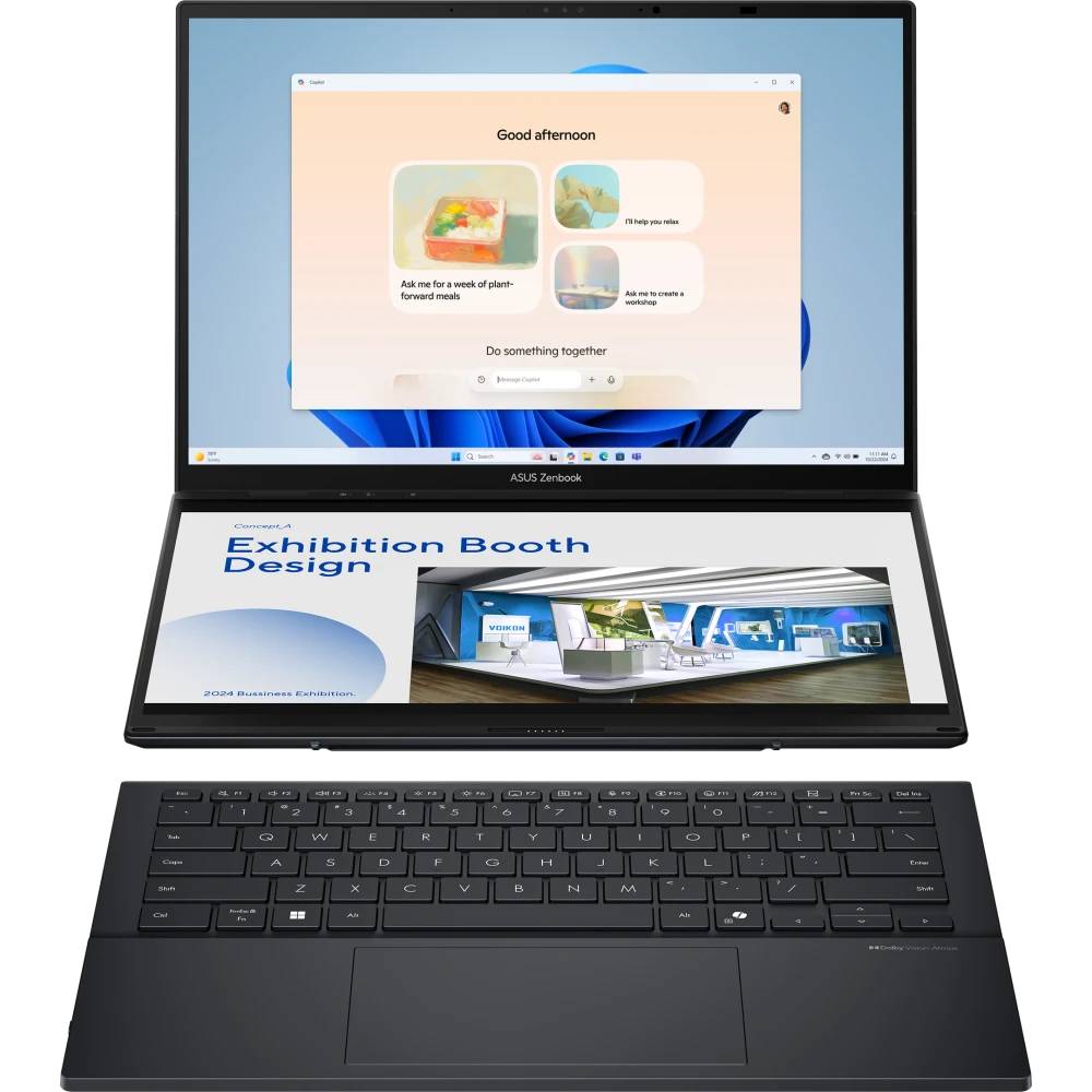 Ноутбук Asus ZenBook Duo 14 OLED UX8406CA-QL078W, 14" OLED Touch, Core Ultra 9 285H/ 32Gb/ 1TbSSD/ W11/ Black (90NB14X1-M00320)