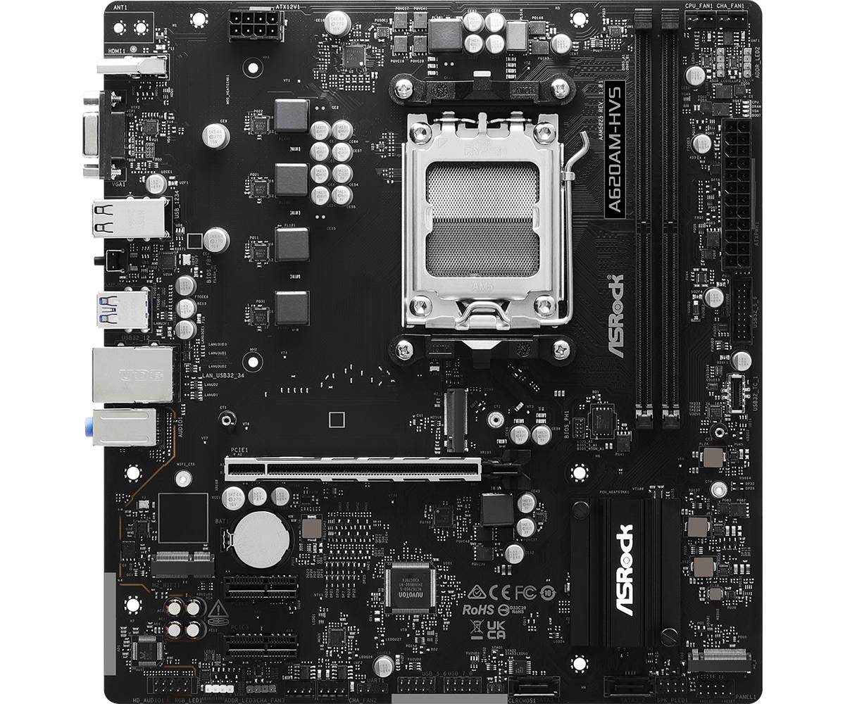 Материнская плата ASRock A620AM-HVS, AM5, (HDMI, VGA), 2xDDR V, mATX