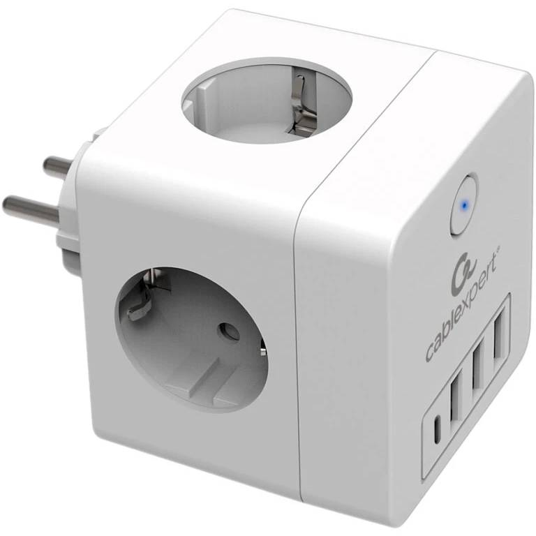 Сетевой фильтр 4 розеток Cablexpert Cube CUBE-4-CU3-W, белый