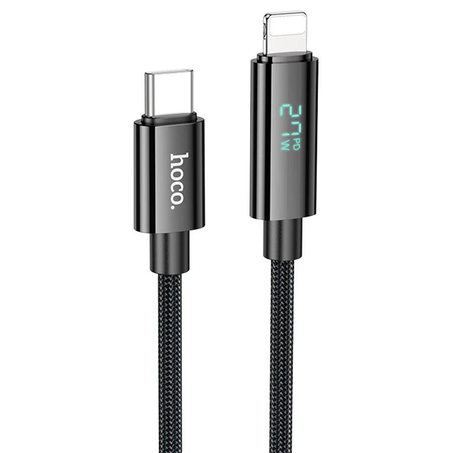 Кабель Lightning (M) - USB2.0 Type-C (M), 1.2м, Hoco U125 (6942007611879), черный