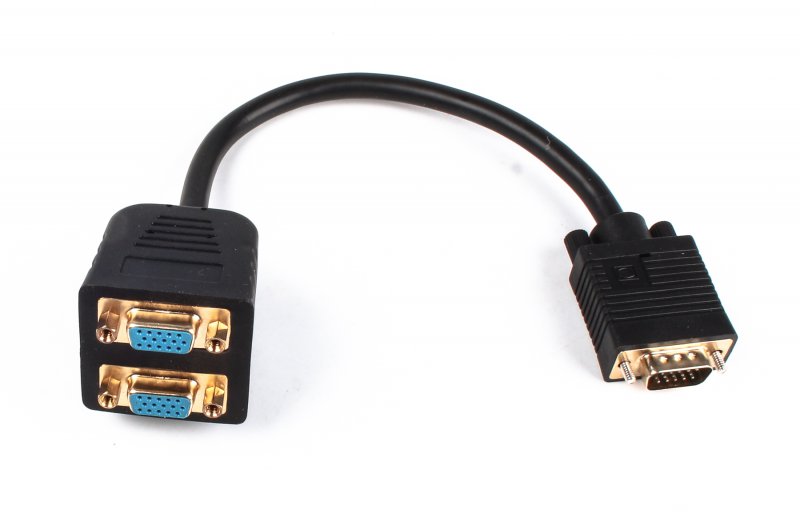 Разветвитель D-SUB (15M) - 2xD-SUB (15F) Gembird/Cablexpert CC-VGAX2-20CM, 20см