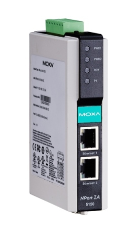 Преобразователь RS-232/422/485 - 2xPort 10/100BaseTX, Moxa NPort IA-5150I