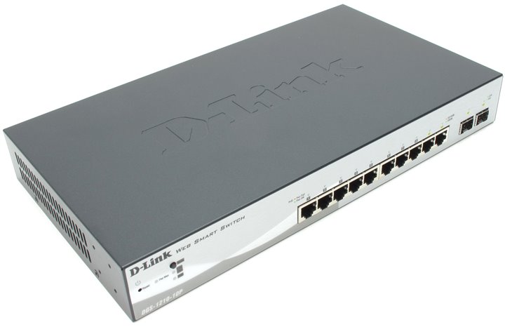Коммутатор D-Link DGS-1210-10P/ME/A1A, 8xLAN 1Gbps, 2 combo 1Gbps/SFP, PoE