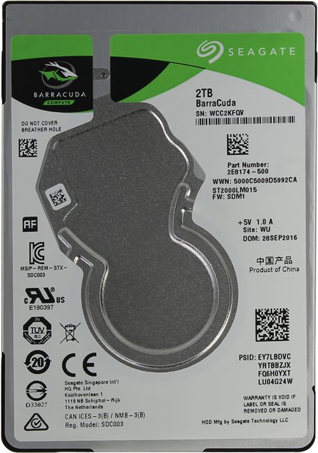 2Tb Seagate Barracuda Compute ST2000LM015, 5400rpm, 2.5", SATA III, 128Mb