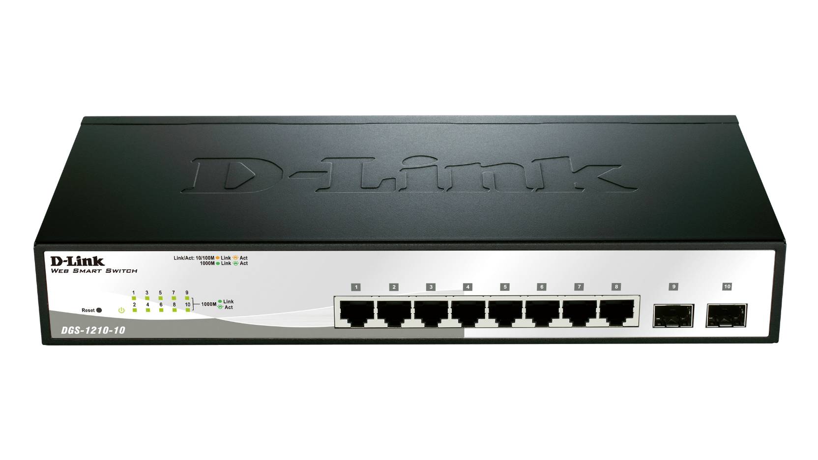 Коммутатор D-Link DGS-1210-10P/MP/F1A, 8xLAN 1Gbps, 2 combo 1Gbps/SFP, PoE