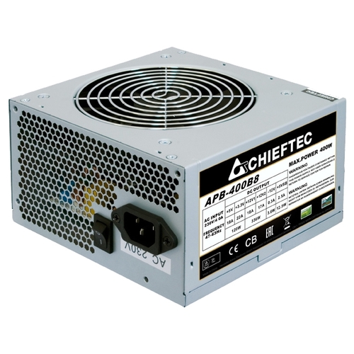Блок питания 400Вт, Chieftec APB-400B8 OEM, 80 Plus White, APFC, ATX