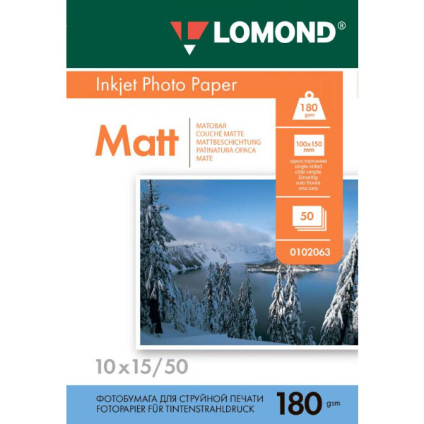Фотобумага Lomond 0102063 10x15/180г/м2/50л./белый матовое для струйной печати